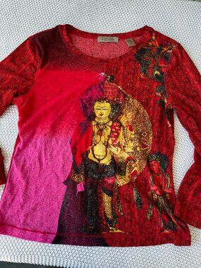boho hippie budhha top size large soft top festival shirt